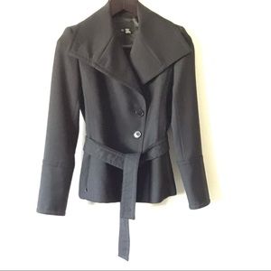Zara Woman Button Down Wool Blazer Jacket with Belt